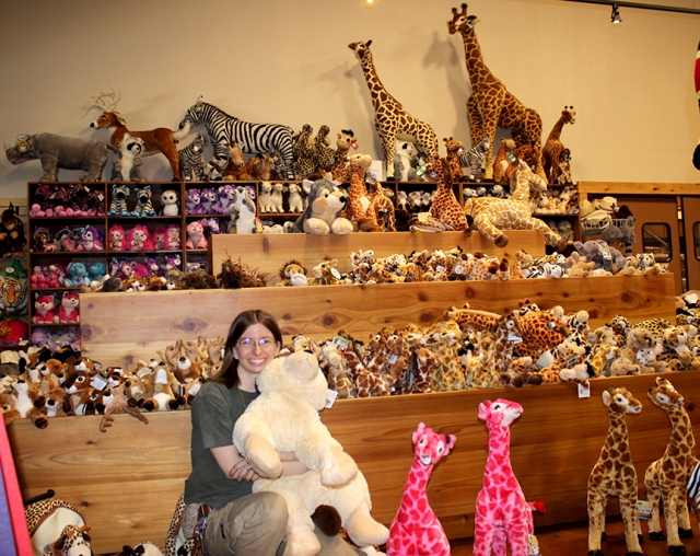 Sara Curtis with plush animals